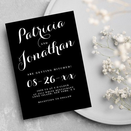 Black white handwritten calligraphy simple wedding invitation