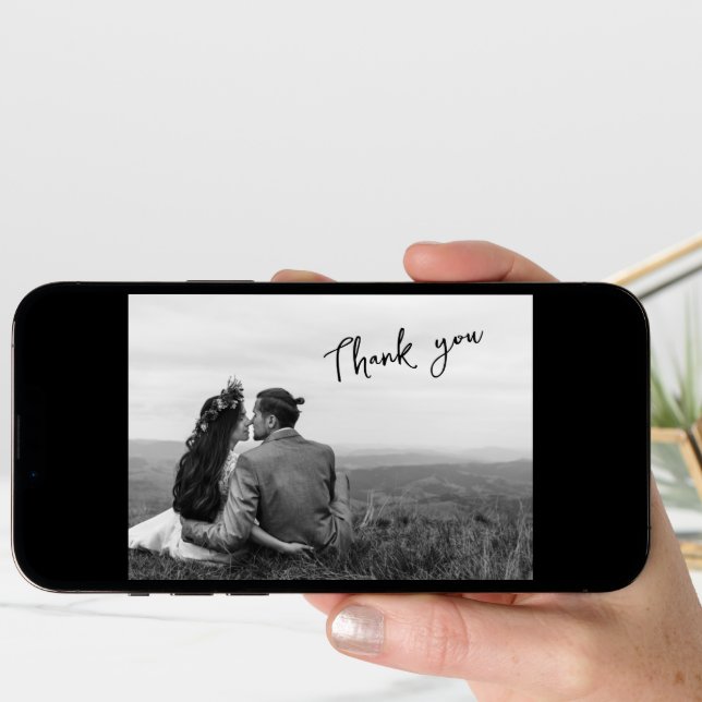 Black & White Handwritten Two Photo Thank You Announcement (Front Digital)
