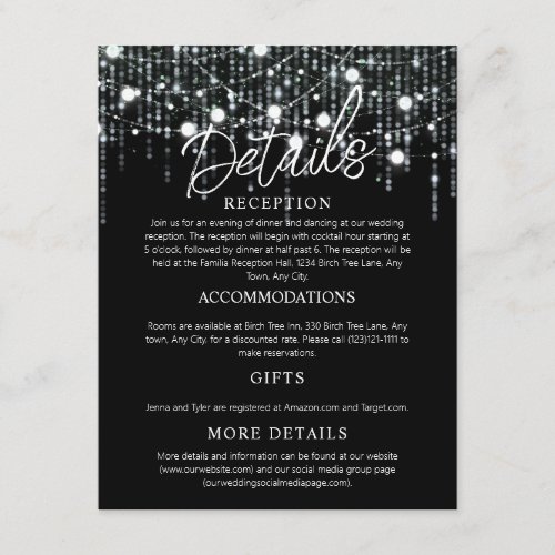 Black  White Hanging Lights Enclosure Card