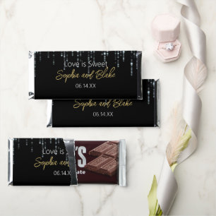 Black & White Hanging Lights Wedding Favors Hershey Bar Favors