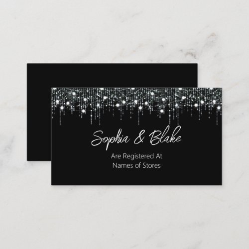 Black  White Hanging Lights Wedding Registry Enclosure Card