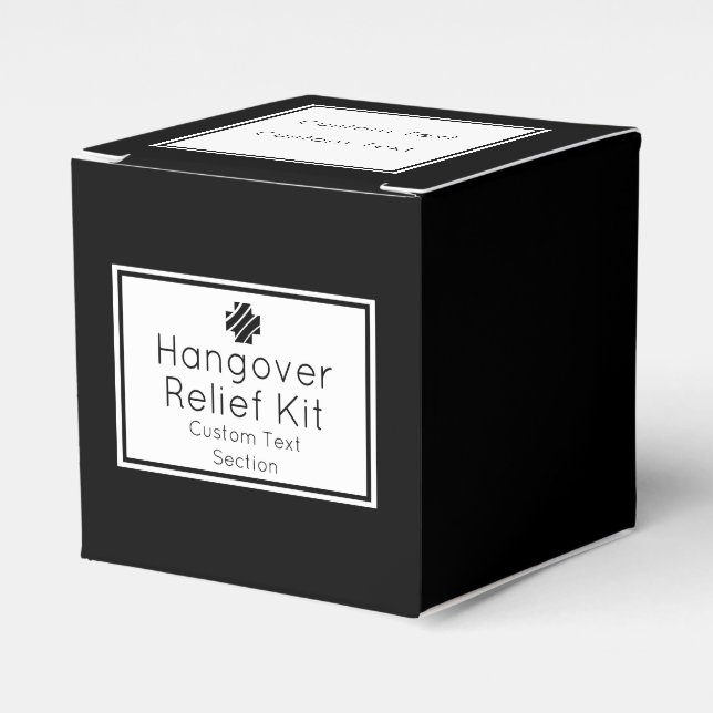 Black & White Hangover Relief Kit Favor Boxes (Front Side)