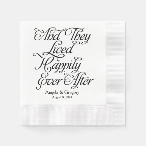 Black White Happily Ever After Wedding Napkins