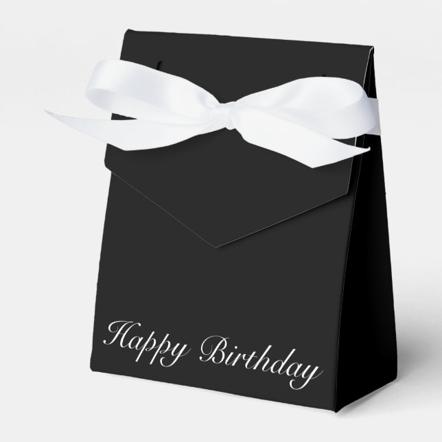 Black & White Happy Birthday Tent Favor Box (Front Side)