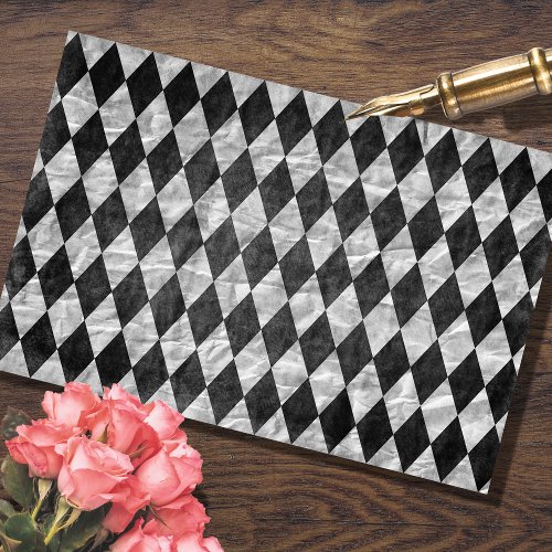 Black White Harlequin Decoupage Tissue Paper