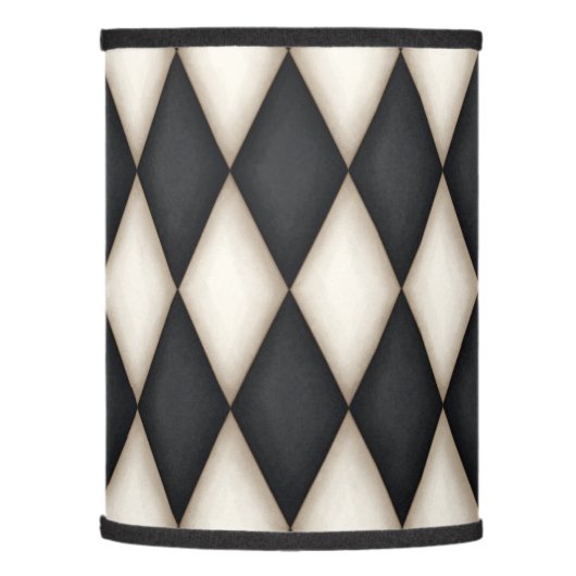 Black & White Harlequin Diamond Check Lamp Shade (Left)