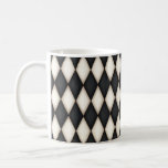 Black & White Harlequin Diamond Check Pattern Coffee Mug<br><div class="desc">This design has an dramatic Harlequin pattern in black and antique white. Each diamond is softly shaded for an aged look.</div>