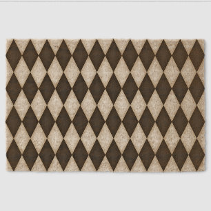 Black & White Harlequin Diamond Check Pattern Fun Fiber Doormat