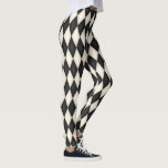 Black & White Harlequin Diamond Check Pattern  Leggings<br><div class="desc">This design has an dramatic Harlequin pattern in black and antique white. Each diamond is softly shaded for an aged look.</div>