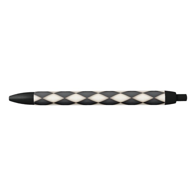 Black & White Harlequin Diamond Check Pattern Pen (Front)