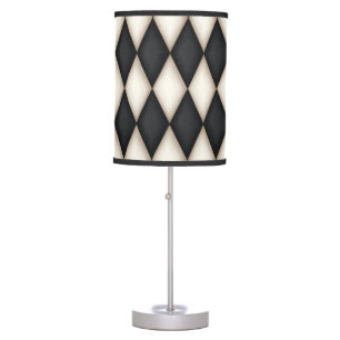 Black & White Harlequin Diamond Check Table Lamp