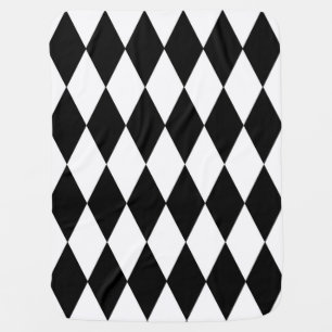Black White Harlequin Diamonds Pattern Design  Baby Blanket