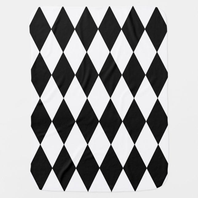Black White Harlequin Diamonds Pattern Design  Baby Blanket (Front)