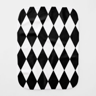 Black White Harlequin Diamonds Pattern Design Baby Burp Cloth