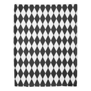 Black White Harlequin Diamonds Pattern Design  Duvet Cover