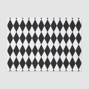 Black White Harlequin Diamonds Pattern Design Tissue Paper