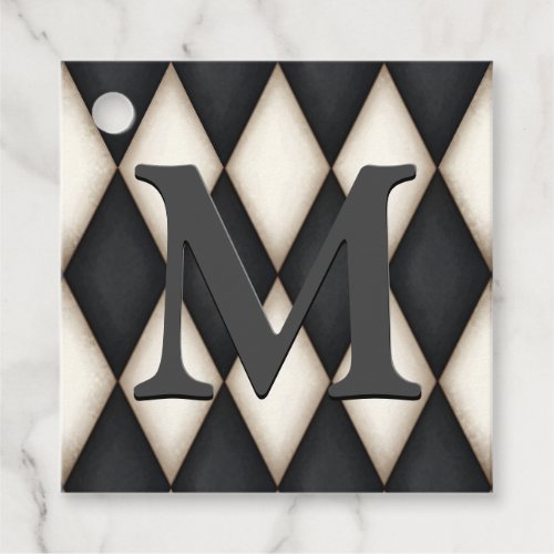 Black  White Harlequin Dramatic Custom Monogram Favor Tags