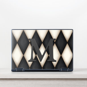Black & White Harlequin Dramatic Custom Monogram HP Laptop Skin