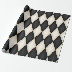 Black & White Harlequin Festive (large scale) Wrapping Paper