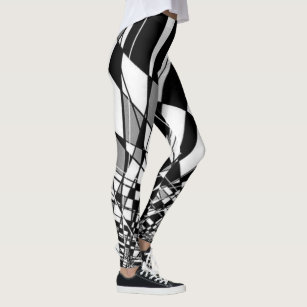 Black & White Hypnotic Spiral Leggings by Rizu Designs