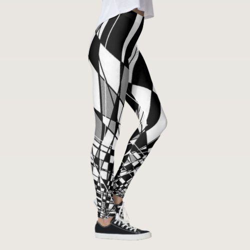 Black  White Harlequin Leggings