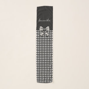 Black White Harlequin Mad Hatter Checkers Scarf