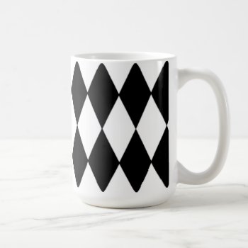 Black White Harlequin Pattern Coffee Mug by GraphicsByMimi at Zazzle