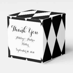 Black White Harlequin Pattern Favor Boxes