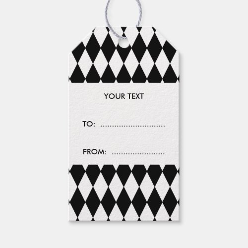 Black White Harlequin Pattern Gift Tags