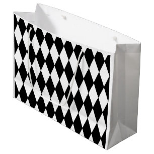 Black White Harlequin Pattern Large Gift Bag