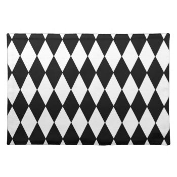 Black White Harlequin Pattern Placemat by GraphicsByMimi at Zazzle