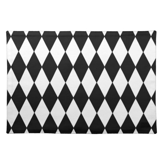 Black White Harlequin Pattern Placemat (Front)