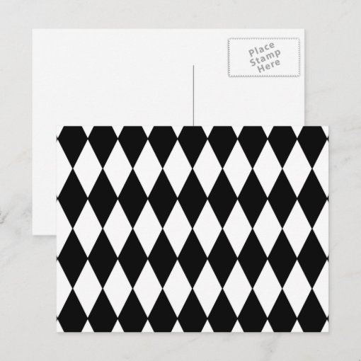 Black White Harlequin Pattern Postcard | Zazzle