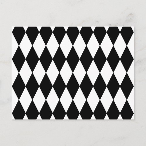 Black White Harlequin Pattern Postcard