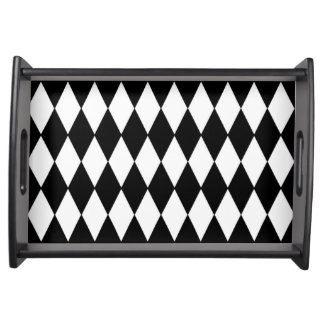 Black White Harlequin Pattern Serving Tray