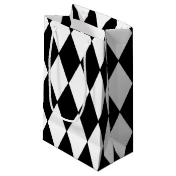 Black White Harlequin Pattern Small Gift Bag by GraphicsByMimi at Zazzle