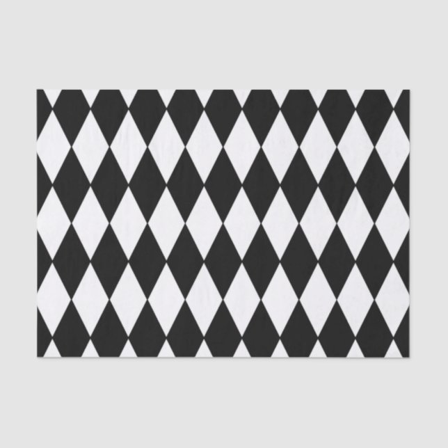 Black White Harlequin Pattern Tissue Paper (Front)
