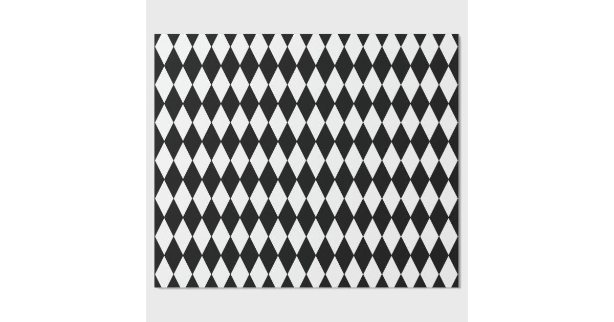 Black White Harlequin Pattern Wrapping Paper | Zazzle