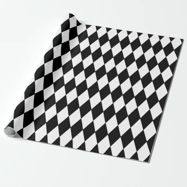 Black White Harlequin Pattern Wrapping Paper | Zazzle