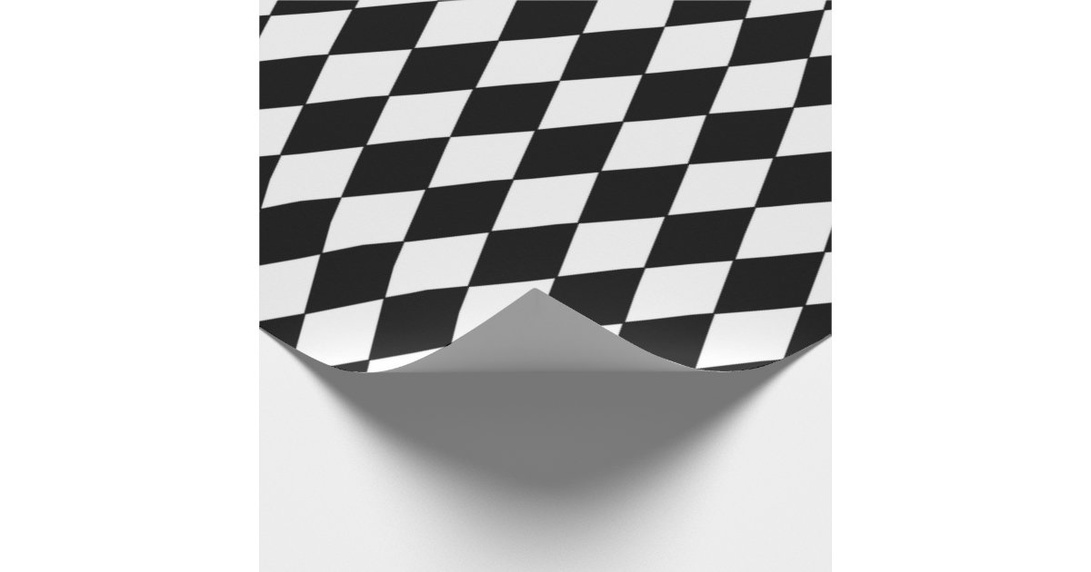 Black White Harlequin Pattern Wrapping Paper | Zazzle