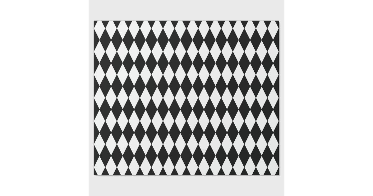 Black White Harlequin Pattern Wrapping Paper | Zazzle