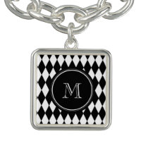 Black White Harlequin Pattern, Your Initial