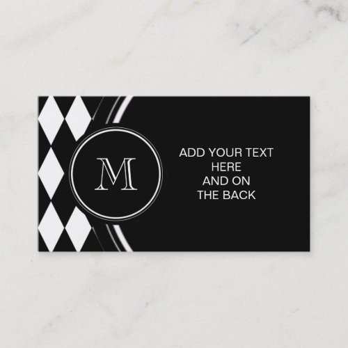 Black White Harlequin Pattern Your Initial Business Card