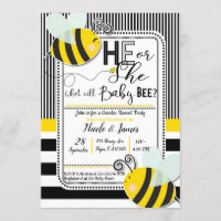 Black White He or She BEE Gender Reveal Shower Invitation