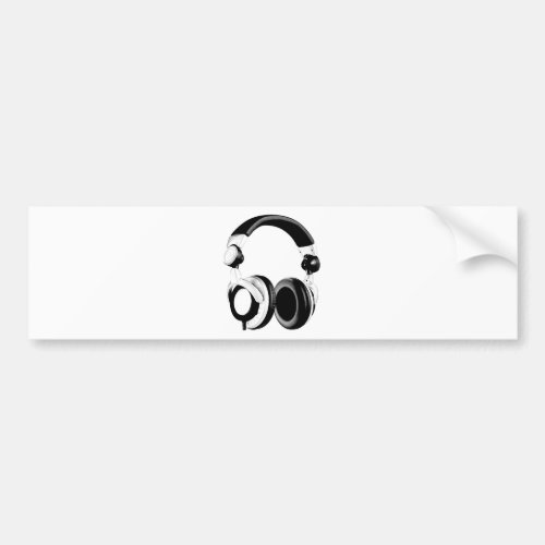 Black  White Headphone Artwork Bumper Sticker