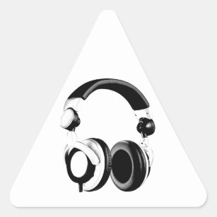 Black & White Headphone Artwork Triangle Sticker