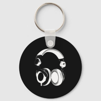 Black & White Headphone Silhouette Keychain