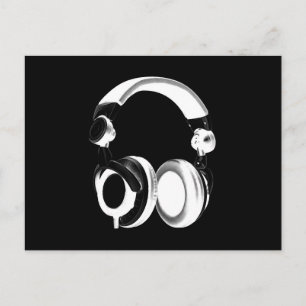 Black & White Headphone Silhouette Postcard