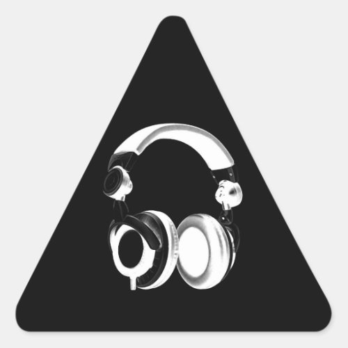 Black  White Headphone Silhouette Triangle Sticker