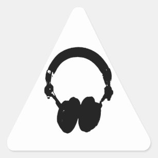 Black & White Headphone Silhouette Triangle Sticker